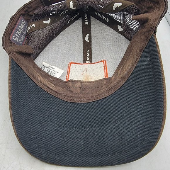 Simms Fishing Products Fly Fishing Snapback Hat Cap Brown Baseball Mesh Back - Picture 10 of 10